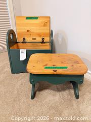 MaxSold Auction: Solid Wood Children's Toy Chest and Stool Set with Heart Cutouts - Saanich (British Columbia, Canada) PARTNER MANAGED Moving Online Auction - Valewood Trail