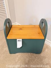 MaxSold Auction: Solid Wood Children's Toy Chest and Stool Set with Heart Cutouts - Saanich (British Columbia, Canada) PARTNER MANAGED Moving Online Auction - Valewood Trail