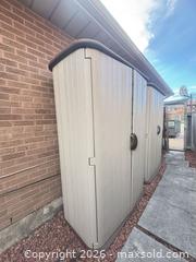 MaxSold Auction: Suncast Beige Resin Vertical Storage Shed  - Vaughan (Ontario, Canada) SELLER MANAGED Downsizing Online Auction - Faye Court