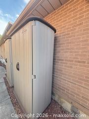 MaxSold Auction: Suncast Small Tan Resin Outdoor Storage Shed  - Vaughan (Ontario, Canada) SELLER MANAGED Downsizing Online Auction - Faye Court