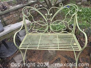 MaxSold Auction: Green Wrought Iron Butterfly Patio Bench Loveseat, 2-Person - Hamilton (Ontario, Canada) SELLER MANAGED Estate Sale Online Auction - East 35th Street