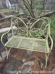 MaxSold Auction: Green Wrought Iron Butterfly Patio Bench Loveseat, 2-Person - Hamilton (Ontario, Canada) SELLER MANAGED Estate Sale Online Auction - East 35th Street