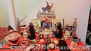 MaxSold Auction: Mixed Halloween Decorations Lot - Ceramic Witch Head, Skulls, Cats - Hamilton (Ontario, Canada) SELLER MANAGED Estate Sale Online Auction - East 35th Street