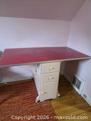 MaxSold Auction: Vintage Wood Gateleg Folding Sewing/Craft Drop-Leaf Work Table - Hamilton (Ontario, Canada) SELLER MANAGED Estate Sale Online Auction - East 35th Street