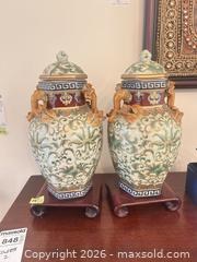 MaxSold Auction: Pair of Hand-Painted Porcelain Vases with Wood Stands B - Toronto (Ontario, Canada) Estate Sale Online Auction - Spring Garden Avenue (CONDO)