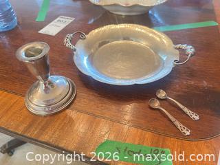 MaxSold Auction: Sterling Silver Tray, Weighted Candlestick & Pair of Small Spoons B - Toronto (Ontario, Canada) Estate Sale Online Auction - Spring Garden Avenue (CONDO)