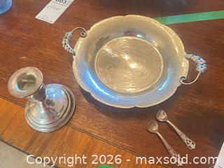 MaxSold Auction: Sterling Silver Tray, Weighted Candlestick & Pair of Small Spoons B - Toronto (Ontario, Canada) Estate Sale Online Auction - Spring Garden Avenue (CONDO)
