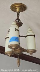 MaxSold Auction:  Brass/Bronze Glass Shade Chandeliers B - Catasauqua (Pennsylvania, USA) Estate Sale Online Auction - American Street