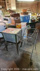MaxSold Auction: Vintage Mid-Century Metal Wire & Fabric Laundry Cart on Wheels B - Catasauqua (Pennsylvania, USA) Estate Sale Online Auction - American Street