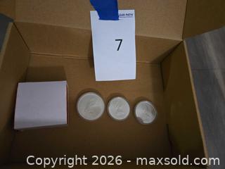 MaxSold Auction: 4 Silver coins .999 Silver and .925 Silver  - Los Angeles (California, USA) PARTNER MANAGED Moving Online Auction - W 36th Street (CONDO)