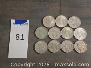 MaxSold Auction: Lot of 11 US Peace Silver Dollars (Philadelphia, 1923) - Los Angeles (California, USA) PARTNER MANAGED Moving Online Auction - W 36th Street (CONDO)