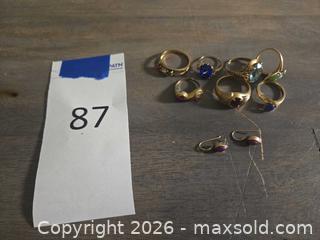 MaxSold Auction: Lot of 7 10K Gold Rings & 1 set of 10K Earrings with Colored Stones - Los Angeles (California, USA) PARTNER MANAGED Moving Online Auction - W 36th Street (CONDO)