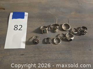 MaxSold Auction: Sterling Silver Turquoise, Onyx & Red Stone Rings (10) - Los Angeles (California, USA) PARTNER MANAGED Moving Online Auction - W 36th Street (CONDO)