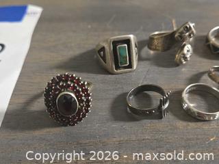 MaxSold Auction: Sterling Silver Turquoise, Onyx & Red Stone Rings (10) - Los Angeles (California, USA) PARTNER MANAGED Moving Online Auction - W 36th Street (CONDO)