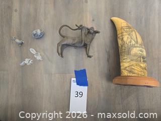 MaxSold Auction: Swarovski Foxes, Pewter bunnies, Replica Whale tooth, and Metal animal figure - Los Angeles (California, USA) PARTNER MANAGED Moving Online Auction - W 36th Street (CONDO)