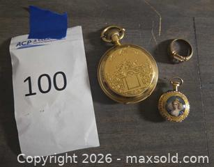 MaxSold Auction: VERY OLD A.W. Co Waltham Pocket Watch, Enamel Pendant Miniature Watch, Ring - Los Angeles (California, USA) PARTNER MANAGED Moving Online Auction - W 36th Street (CONDO)