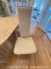 MaxSold Auction: Oval Marble-Top Dining Table with 6 Leather & Wood Chairs, Cream/Pink - Mississauga (Ontario, Canada) SELLER MANAGED Estate Sale Online Auction - Robinwood Court