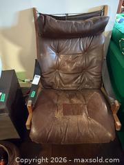 MaxSold Auction: Mid-Century Scandinavian Brown Leather & Wood Armchair A - Ottawa (Ontario, Canada) PARTNER MANAGED Downsizing Online Auction - Dorothea Drive