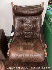 MaxSold Auction: Mid-Century Scandinavian Brown Leather & Wood Armchair A - Ottawa (Ontario, Canada) PARTNER MANAGED Downsizing Online Auction - Dorothea Drive