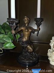 MaxSold Auction: Bronze Figural Candelabra on Marble Base, Candles Included - Glendale (California, USA) SELLER MANAGED Estate Sale Online Auction -  Rancho Avenue