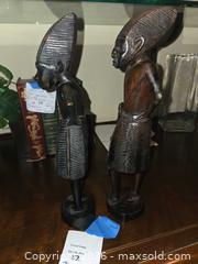 MaxSold Auction: Pair of Carved African Tribal Wood Figurines, ~13 in, Dark Brown - Glendale (California, USA) SELLER MANAGED Estate Sale Online Auction -  Rancho Avenue