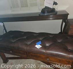 MaxSold Auction: Samson International Dark Brown Genuine Leather Tufted Bench - Glendale (California, USA) SELLER MANAGED Estate Sale Online Auction -  Rancho Avenue