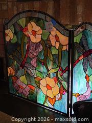 MaxSold Auction: Tiffany-Style Stained Glass Dragonfly & Floral Fireplace Screen - Glendale (California, USA) SELLER MANAGED Estate Sale Online Auction -  Rancho Avenue