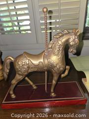 MaxSold Auction: Vintage Brass Carousel Horse Figurine on Wood Base - Glendale (California, USA) SELLER MANAGED Estate Sale Online Auction -  Rancho Avenue