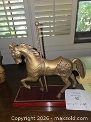 MaxSold Auction: Vintage Brass Carousel Horse Figurine on Wood Base - Glendale (California, USA) SELLER MANAGED Estate Sale Online Auction -  Rancho Avenue