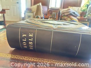 MaxSold Auction: Antique Leather Holy Bible with Gilt Tooling and Clasp - Laurel (Maryland, USA) SELLER MANAGED Estate Sale Online Auction - Summerwind Circle