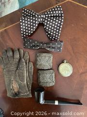 MaxSold Auction: Men's Accessories Lot — Bow Ties, Gloves, Pocket Watch, Pipe - Laurel (Maryland, USA) SELLER MANAGED Estate Sale Online Auction - Summerwind Circle