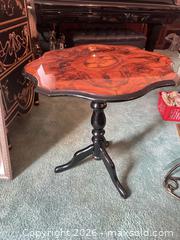 MaxSold Auction: Victorian-Style Burl Veneer Tripod Pedestal Side Table - Laurel (Maryland, USA) SELLER MANAGED Estate Sale Online Auction - Summerwind Circle