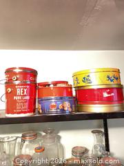 MaxSold Auction: Vintage Multi-Color Cookie / Storage Tins, Lot of ~6 - Denver (Colorado, USA) PARTNER MANAGED Estate Sale Online Auction - Fenton Street