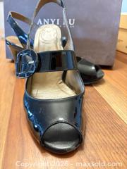 MaxSold Auction: Anyi Lu Black Patent Leather Slingback Peep-Toe Heels, Size 8.5 - Toronto (Ontario, Canada) SELLER MANAGED Downsizing Online Auction - Davenport Road (CONDO)