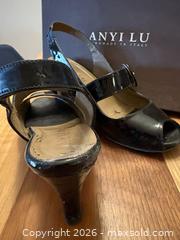 MaxSold Auction: Anyi Lu Black Patent Leather Slingback Peep-Toe Heels, Size 8.5 - Toronto (Ontario, Canada) SELLER MANAGED Downsizing Online Auction - Davenport Road (CONDO)
