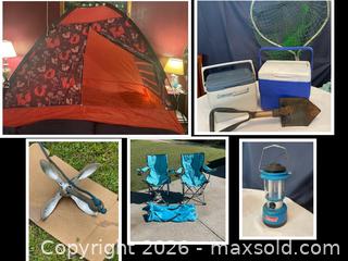 MaxSold Auction: Camping & Outdoor Gear Lot with Coleman Tent and Accessories - Buford (Georgia, USA) SELLER MANAGED Downsizing Online Auction - Commerce Drive (STORAGE)
