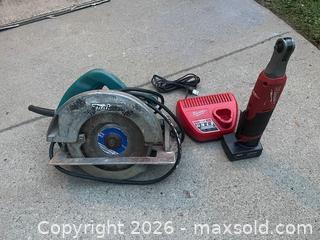 MaxSold Auction: Makita Corded Circular Saw & Milwaukee Cordless Ratchet with Battery - Buford (Georgia, USA) SELLER MANAGED Downsizing Online Auction - Commerce Drive (STORAGE)