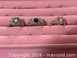MaxSold Auction: Silver & Gold-tone Halo/Vintage Ring Lot, 3 - Buford (Georgia, USA) SELLER MANAGED Downsizing Online Auction - Commerce Drive (STORAGE)