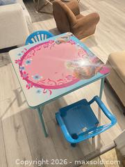 MaxSold Auction: Disney Frozen Kids Activity Table with 2 Chairs - Blue/Pink - Hamilton (Ontario, Canada) SELLER MANAGED Downsizing Online Auction - Bobalink Road.
