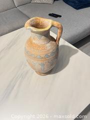 MaxSold Auction: Terracotta Amphora Pitcher with Hand-Painted Figural Motif, 12–16 in - Hamilton (Ontario, Canada) SELLER MANAGED Downsizing Online Auction - Bobalink Road.
