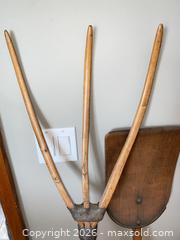 MaxSold Auction: Antique Wooden Pitchfork & Shovel with Metal Ferrules A - Oro-Medonte (Ontario, Canada) Downsizing Online Auction - Ridge Road East