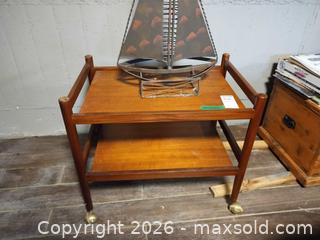 MaxSold Auction: Mid-Century Modern Teak Tone Two-Tier Tea/Serving Cart D - Oro-Medonte (Ontario, Canada) Downsizing Online Auction - Ridge Road East