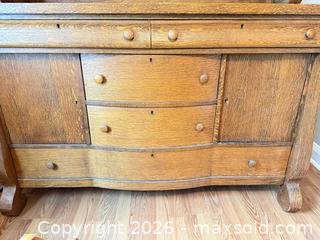 MaxSold Auction: Oak Arts & Crafts / Mission Sideboard with Attached Mirror D - Oro-Medonte (Ontario, Canada) Downsizing Online Auction - Ridge Road East