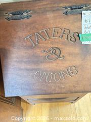 MaxSold Auction: Rustic Solid Wood Potato/Onion Bin with Hinged Lid & Drawer B - Oro-Medonte (Ontario, Canada) Downsizing Online Auction - Ridge Road East