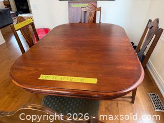 MaxSold Auction: Solid Hardwood Dining Table with Insert Extension and 4 Chairs - Oakville (Ontario, Canada) SELLER MANAGED Moving Online Auction - Hayhurst Crescent