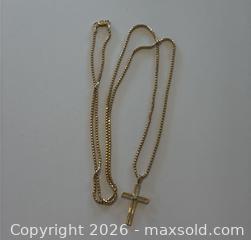 MaxSold Auction: (14k & 10K) Gold & Diamond Cross Pendant on Box Chain - Burnaby (British Columbia, Canada) PARTNER MANAGED Estate Sale Online Auction - Neville Street