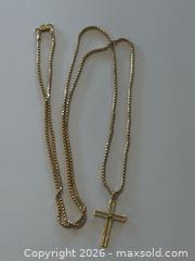 MaxSold Auction: (14k & 10K) Gold & Diamond Cross Pendant on Box Chain - Burnaby (British Columbia, Canada) PARTNER MANAGED Estate Sale Online Auction - Neville Street