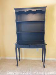 MaxSold Auction: Black Distressed Hutch / Bookshelf Top with Desk Base - Bakersfield (California, USA) PARTNER MANAGED Moving Online Auction - Grecian Laurel Drive