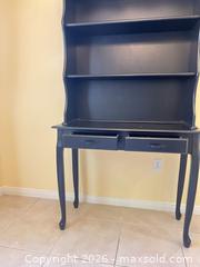 MaxSold Auction: Black Distressed Hutch / Bookshelf Top with Desk Base - Bakersfield (California, USA) PARTNER MANAGED Moving Online Auction - Grecian Laurel Drive