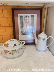MaxSold Auction: Porcelain Fruit Motif Tea/Coffee Set with Framed Watercolor Print - Bakersfield (California, USA) PARTNER MANAGED Moving Online Auction - Grecian Laurel Drive